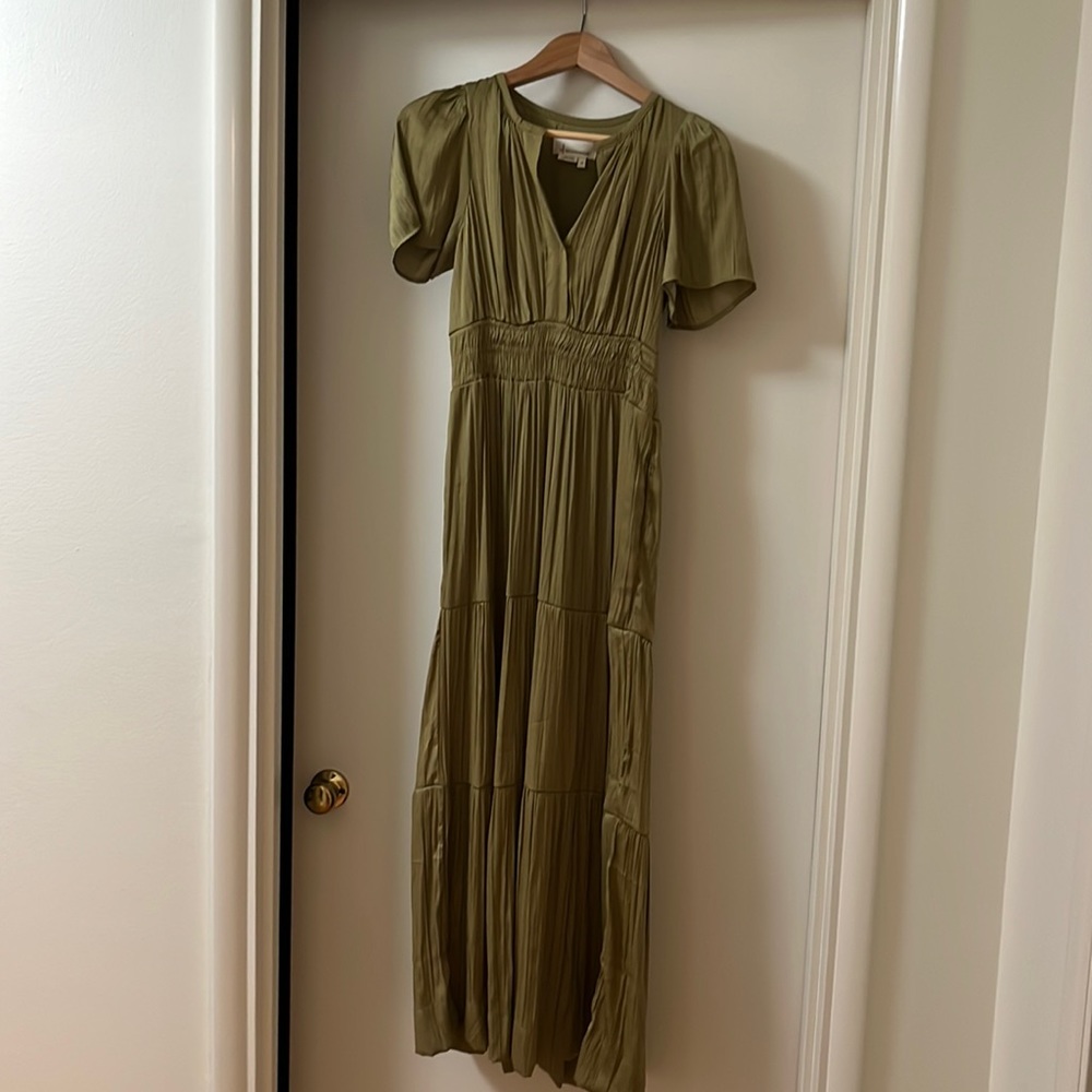 Anthropologie Somerset Satin Maxi Dress